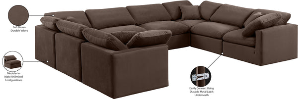 Indulge Brown Velvet Modular Sectional 147Brown-Sec8A Meridian Furniture