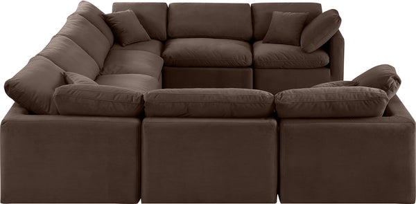 Indulge Brown Velvet Modular Sectional 147Brown-Sec8A Meridian Furniture