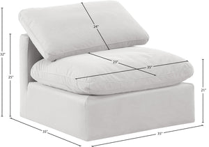 Indulge Cream Velvet Armless Chair 147Cream-Armless Meridian Furniture