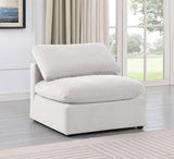 Indulge Cream Velvet Armless Chair 147Cream-Armless Meridian Furniture