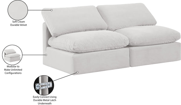 Indulge Cream Velvet Modular Sofa 147Cream-S2 Meridian Furniture