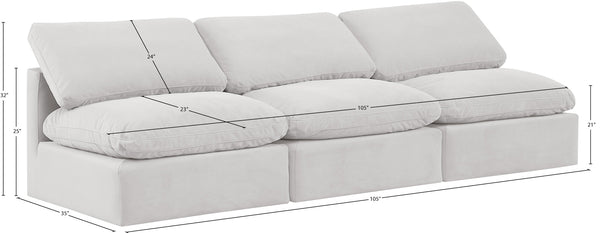 Indulge Cream Velvet Modular Sofa 147Cream-S3 Meridian Furniture