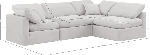 Indulge Cream Velvet Modular Sectional 147Cream-Sec4B Meridian Furniture