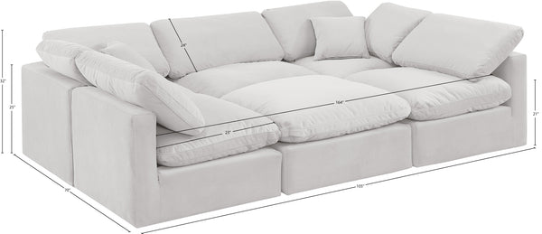 Indulge Cream Velvet Modular Sectional 147Cream-Sec6C Meridian Furniture