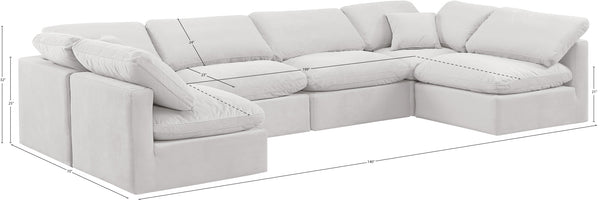 Indulge Cream Velvet Modular Sectional 147Cream-Sec6D Meridian Furniture