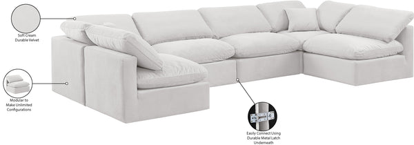 Indulge Cream Velvet Modular Sectional 147Cream-Sec6D Meridian Furniture