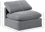 Indulge Grey Velvet Armless Chair 147Grey-Armless Meridian Furniture