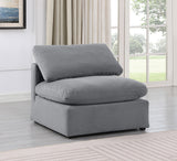 Indulge Grey Velvet Armless Chair 147Grey-Armless Meridian Furniture