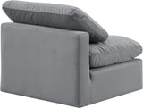 Indulge Grey Velvet Armless Chair 147Grey-Armless Meridian Furniture