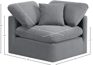 Indulge Grey Velvet Corner Chair 147Grey-Corner Meridian Furniture