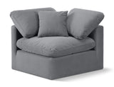 Indulge Grey Velvet Corner Chair 147Grey-Corner Meridian Furniture