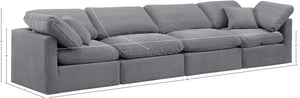 Indulge Grey Velvet Modular Sofa 147Grey-S140 Meridian Furniture