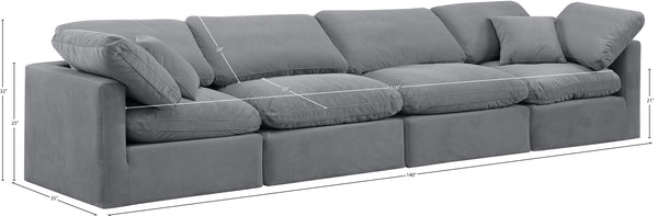 Indulge Grey Velvet Modular Sofa 147Grey-S140 Meridian Furniture