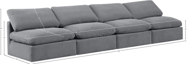 Indulge Grey Velvet Modular Sofa 147Grey-S4 Meridian Furniture