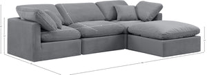 Indulge Grey Velvet Modular Sectional 147Grey-Sec4A Meridian Furniture