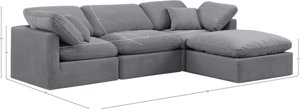 Indulge Grey Velvet Modular Sectional 147Grey-Sec4A Meridian Furniture