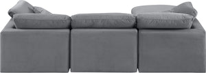 Indulge Grey Velvet Modular Sectional 147Grey-Sec4A Meridian Furniture
