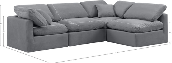 Indulge Grey Velvet Modular Sectional 147Grey-Sec4B Meridian Furniture