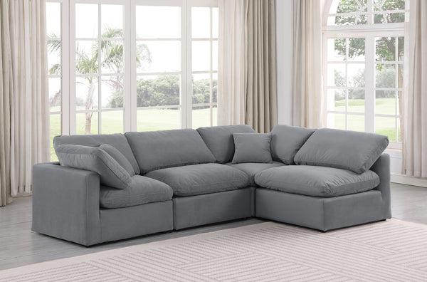 Indulge Grey Velvet Modular Sectional 147Grey-Sec4B Meridian Furniture