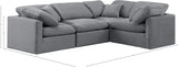 Indulge Grey Velvet Modular Sectional 147Grey-Sec4C Meridian Furniture