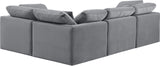 Indulge Grey Velvet Modular Sectional 147Grey-Sec4C Meridian Furniture