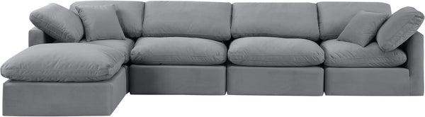 Indulge Grey Velvet Modular Sectional 147Grey-Sec5A Meridian Furniture