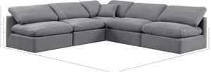 Indulge Grey Velvet Modular Sectional 147Grey-Sec5B Meridian Furniture