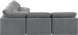 Indulge Grey Velvet Modular Sectional 147Grey-Sec5B Meridian Furniture