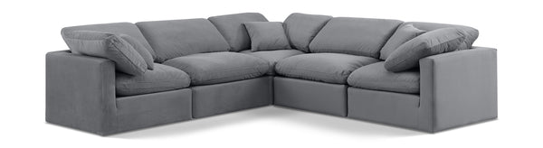 Indulge Grey Velvet Modular Sectional 147Grey-Sec5C Meridian Furniture