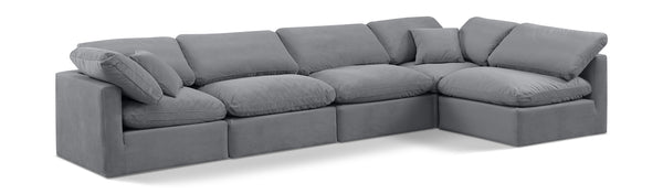 Indulge Grey Velvet Modular Sectional 147Grey-Sec5D Meridian Furniture