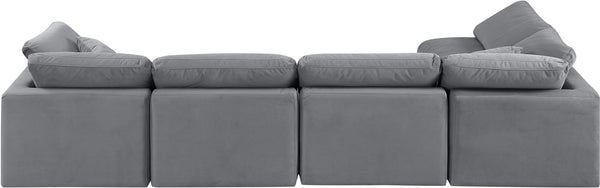 Indulge Grey Velvet Modular Sectional 147Grey-Sec5D Meridian Furniture