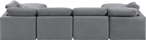 Indulge Grey Velvet Modular Sectional 147Grey-Sec6B Meridian Furniture