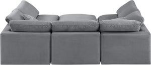 Indulge Grey Velvet Modular Sectional 147Grey-Sec6C Meridian Furniture