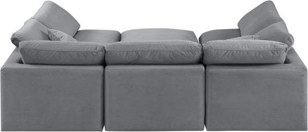 Indulge Grey Velvet Modular Sectional 147Grey-Sec6C Meridian Furniture