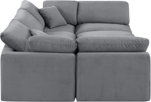 Indulge Grey Velvet Modular Sectional 147Grey-Sec6C Meridian Furniture