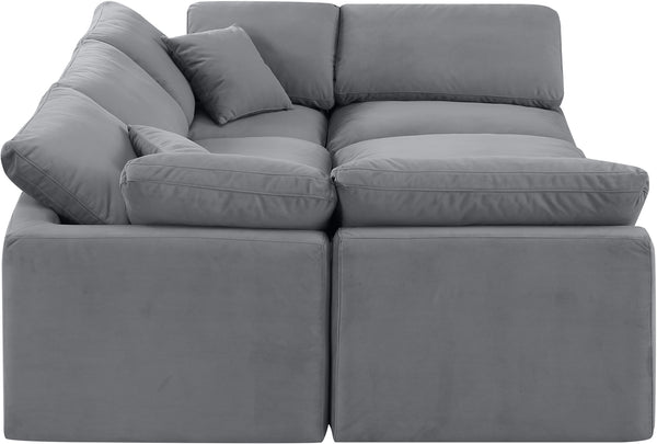 Indulge Grey Velvet Modular Sectional 147Grey-Sec6C Meridian Furniture