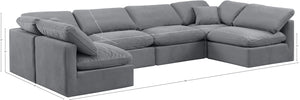 Indulge Grey Velvet Modular Sectional 147Grey-Sec6D Meridian Furniture