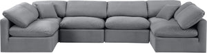 Indulge Grey Velvet Modular Sectional 147Grey-Sec6D Meridian Furniture