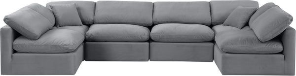Indulge Grey Velvet Modular Sectional 147Grey-Sec6D Meridian Furniture