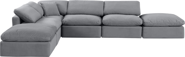 Indulge Grey Velvet Modular Sectional 147Grey-Sec6E Meridian Furniture