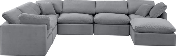 Indulge Grey Velvet Modular Sectional 147Grey-Sec7A Meridian Furniture