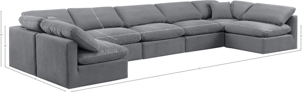 Indulge Grey Velvet Modular Sectional 147Grey-Sec7B Meridian Furniture
