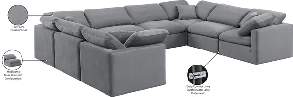 Indulge Grey Velvet Modular Sectional 147Grey-Sec8A Meridian Furniture