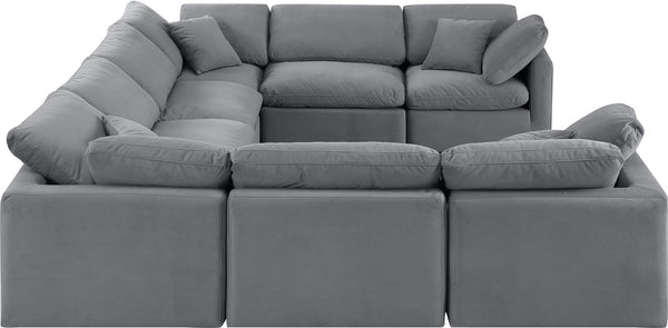 Indulge Grey Velvet Modular Sectional 147Grey-Sec8A Meridian Furniture