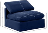 Indulge Navy Velvet Armless Chair 147Navy-Armless Meridian Furniture