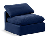 Indulge Navy Velvet Armless Chair 147Navy-Armless Meridian Furniture