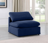 Indulge Navy Velvet Armless Chair 147Navy-Armless Meridian Furniture