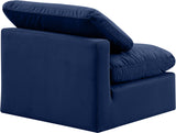 Indulge Navy Velvet Armless Chair 147Navy-Armless Meridian Furniture