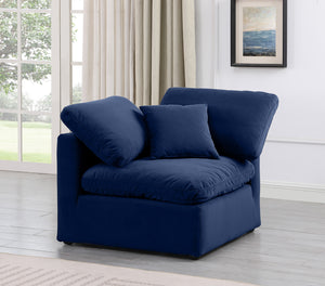 Indulge Navy Velvet Corner Chair 147Navy-Corner Meridian Furniture