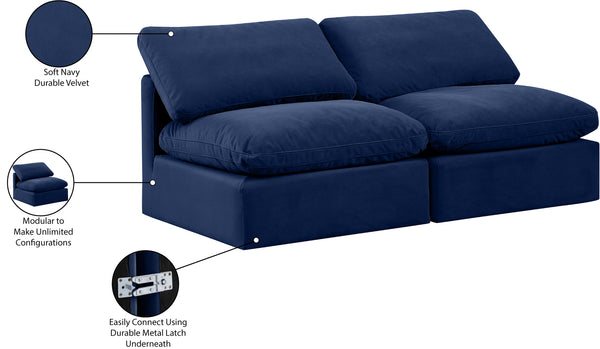 Indulge Navy Velvet Modular Sofa 147Navy-S2 Meridian Furniture